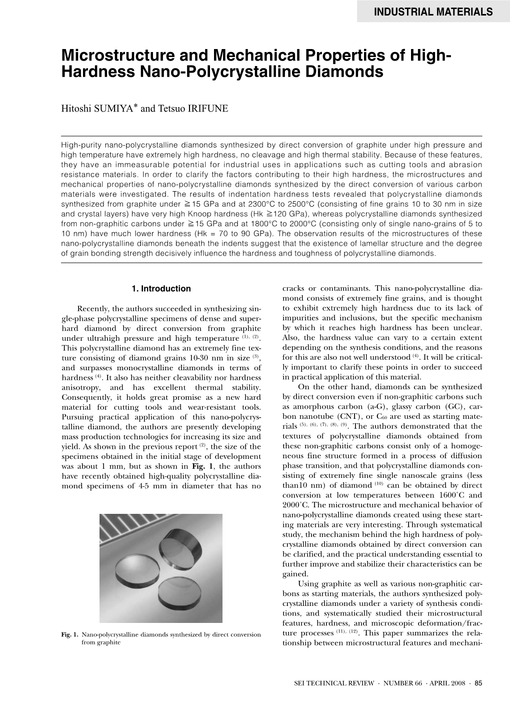 Hardness Nano-Polycrystalline Diamonds