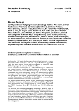 Kleine Anfrage Der Abgeordneten Wolfgang Börnsen (Bönstrup), Matthias Wissmann, Dietrich Austermann, Peter Harry Carstensen (Nordstrand), Dr