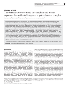The Distance-To-Source Trend in Vanadium and Arsenic Exposures for Residents Living Near a Petrochemical Complex