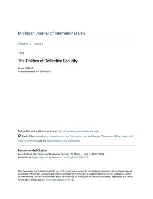 The Politics of Collective Security