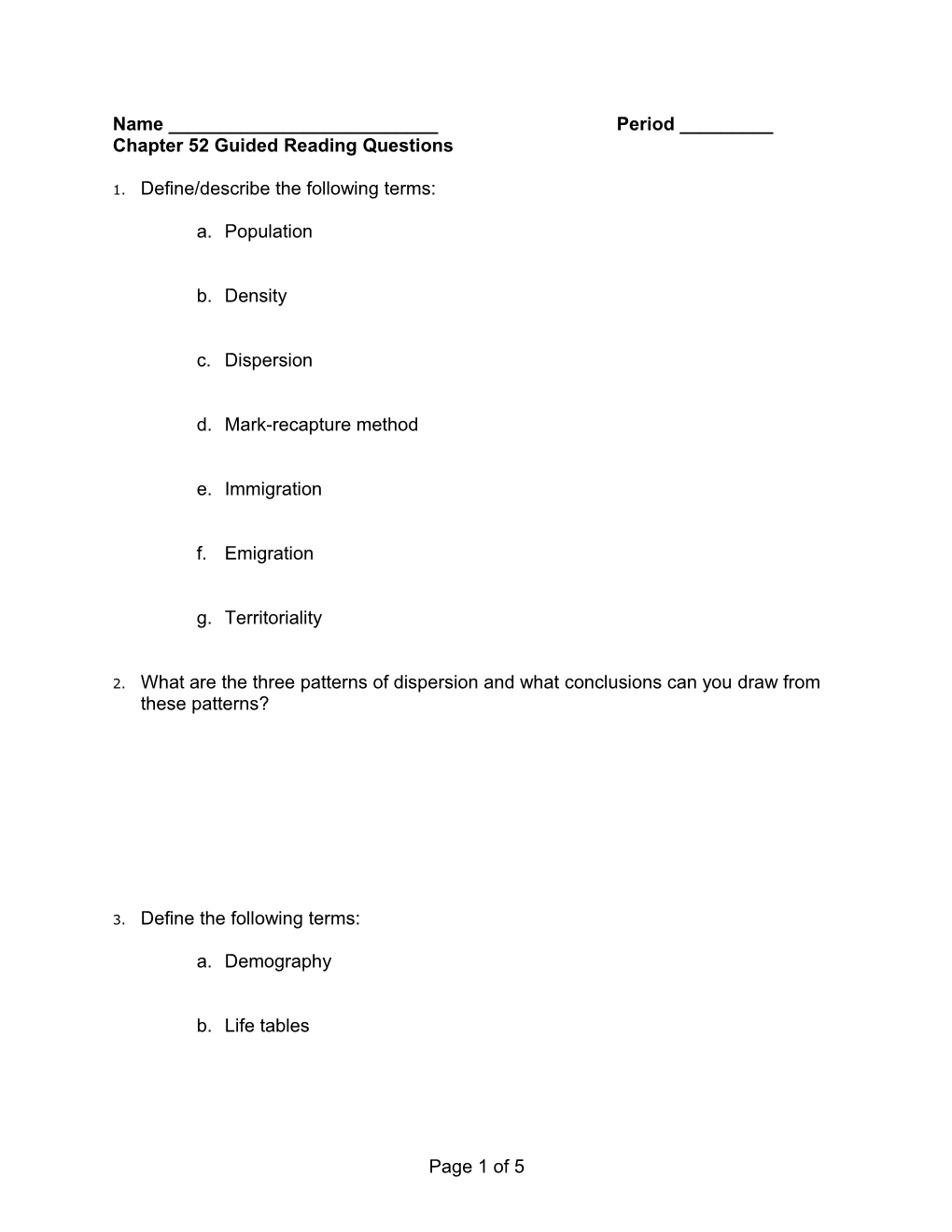 Chapter 52 Guided Reading Questions