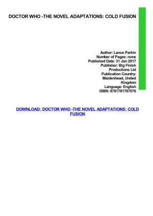 Doctor Who -The Novel Adaptations: Cold Fusion Download Free