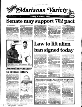 Senate May Support 7 Pact Law to Lift Alien Ban Signed Today