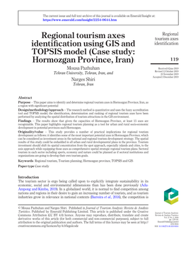 Regional Tourism Axes Identification Using GIS and TOPSIS