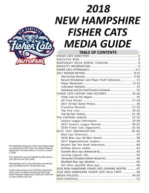 Fisher Cats 2018 Media Guide 2018 Final Unofficial.Indd