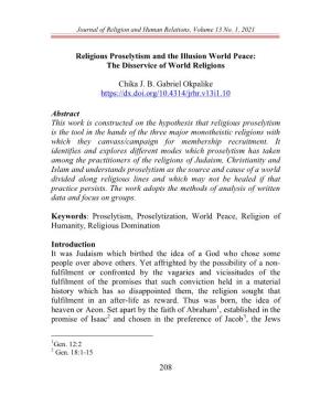 Religious Proselytism and the Illusion World Peace: the Disservice of World Religions
