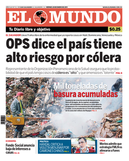 OPS Dice El País Tiene Alto Riesgo Por Cólera