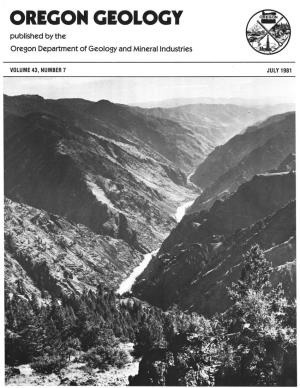 OREGON GEOLOGY Published by the Oregon Department of Geology and Mineral Industries