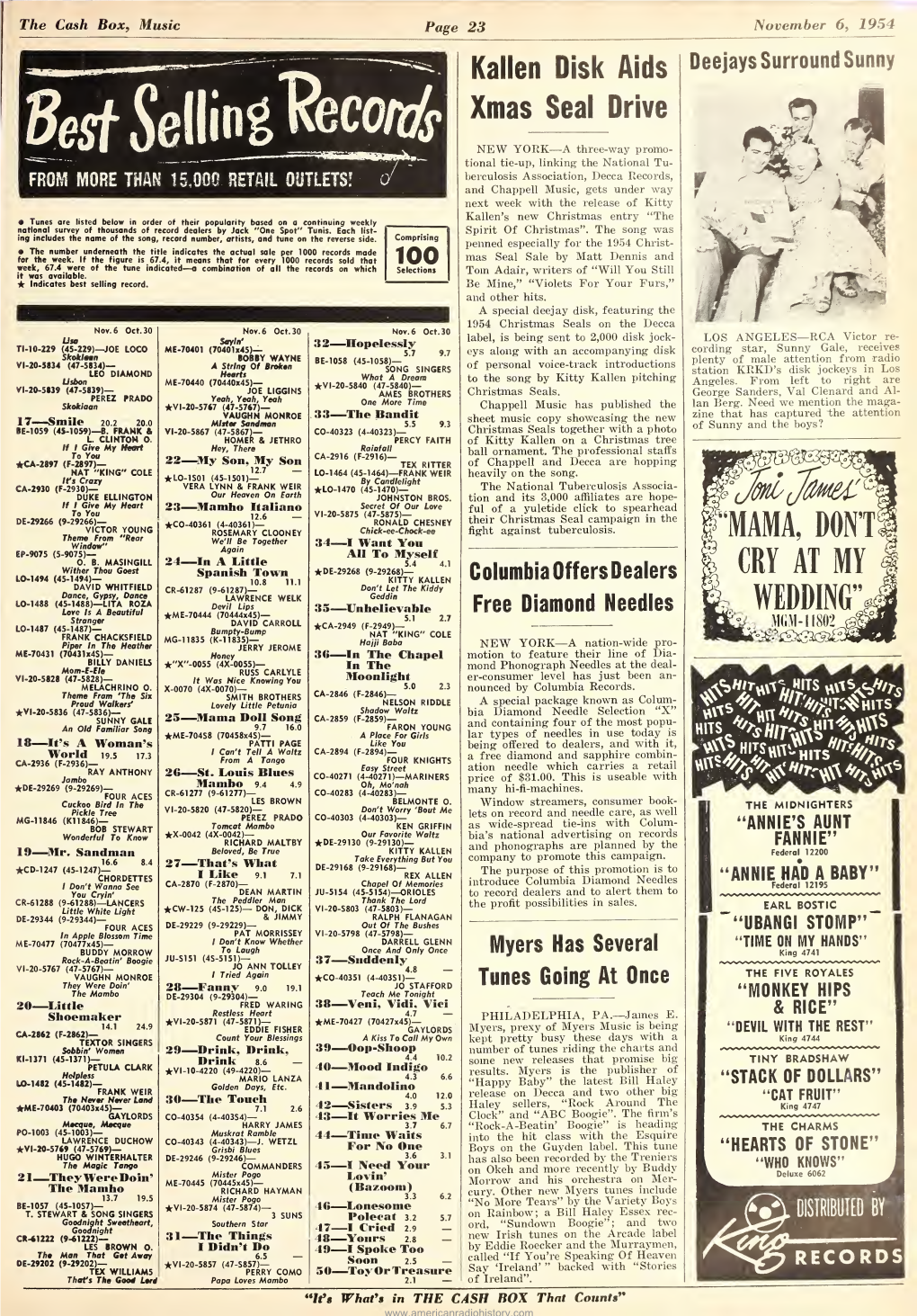 Cash Box, Music Page 23 November 6, 1954