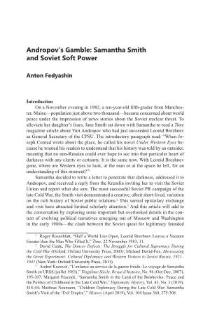 Andropov's Gamble: Samantha Smith and Soviet Soft Power