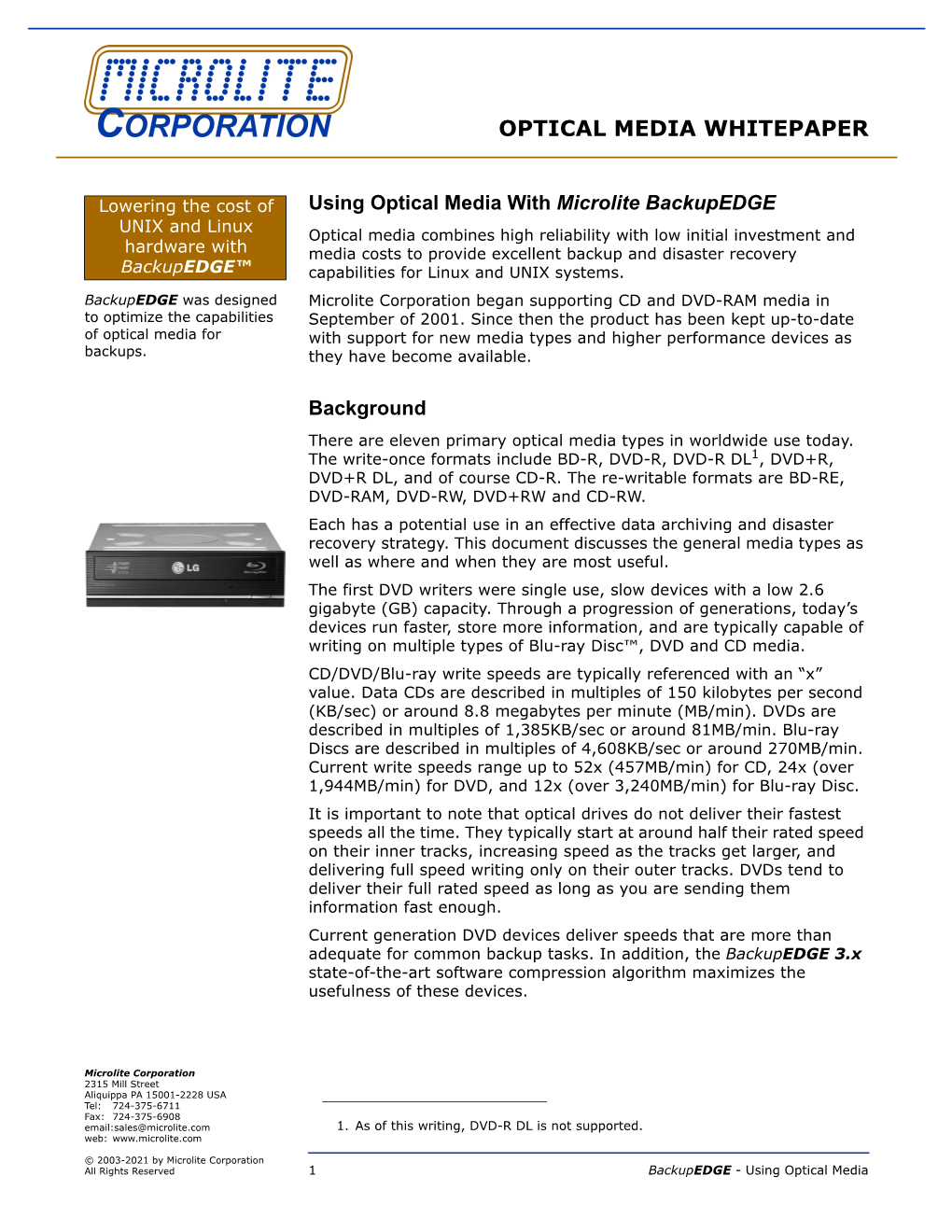 Using Optical Media with Backupedge