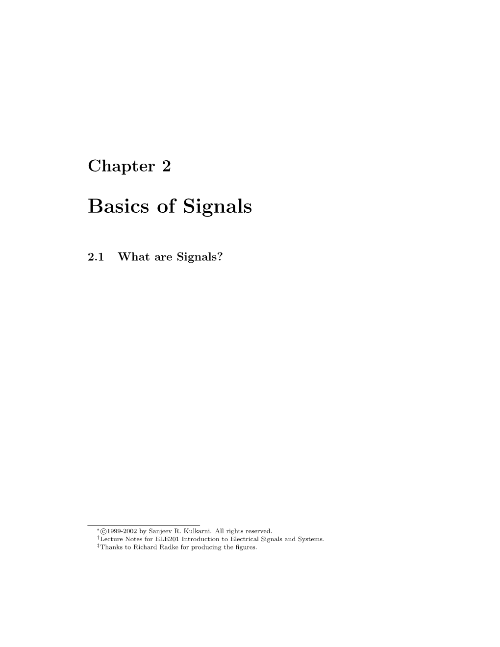 Chapter 2: Basics of Signals