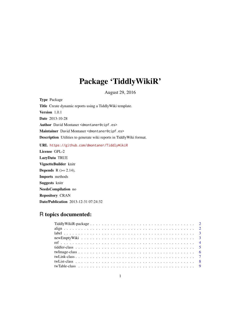 Package 'Tiddlywikir'