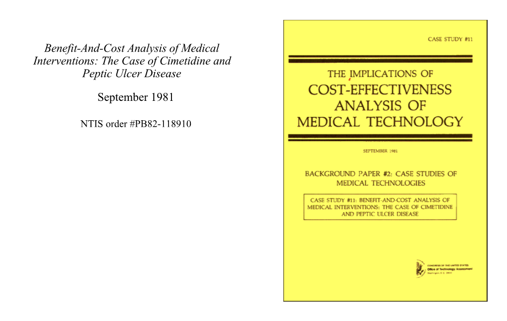 The Case of Cimetidine and Peptic Ulcer Disease