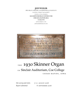 The 1930 Skinner Organ 8 September 2006 — Page 