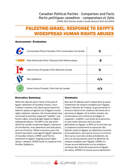 Palestine-Israel: Response to Egypt's