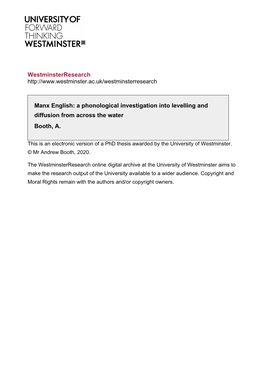 A Phonological Investigation Into Levelling and Diffusion from Across the Water Booth, A