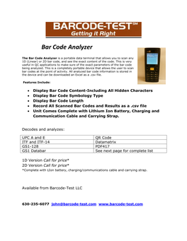 Bar Code Analyzer