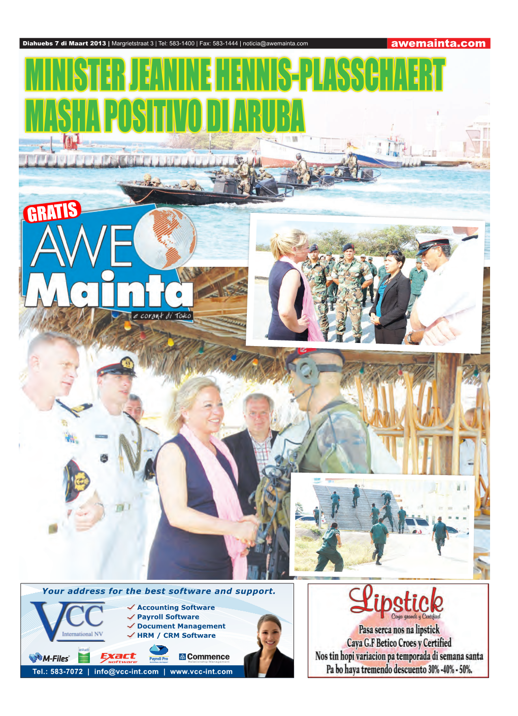 Minister Jeanine Hennis-Plasschaert Masha Positivo Di Aruba
