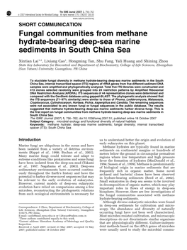 Fungal Communities from Methane Hydrate-Bearing Deep-Sea Marine Sediments in South China Sea