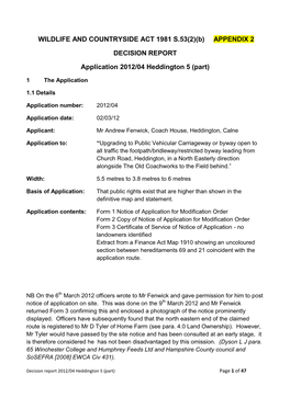 APPENDIX 2 DECISION REPORT Application 2012/04 Heddington 5