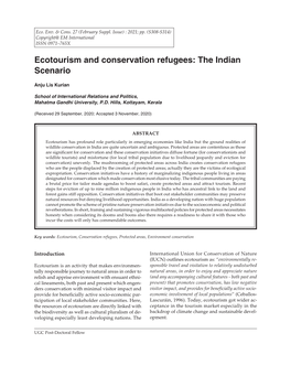Ecotourism and Conservation Refugees: the Indian Scenario