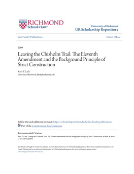Leaving the Chisholm Trail: the Eleventh Amendment and the Background Principle of Strict Construction, 50 Wm