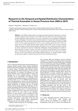 Research on the Temporal and Spatial Distribution Characteristics of Thermal Anomalies in Henan Province from 2008 to 2019