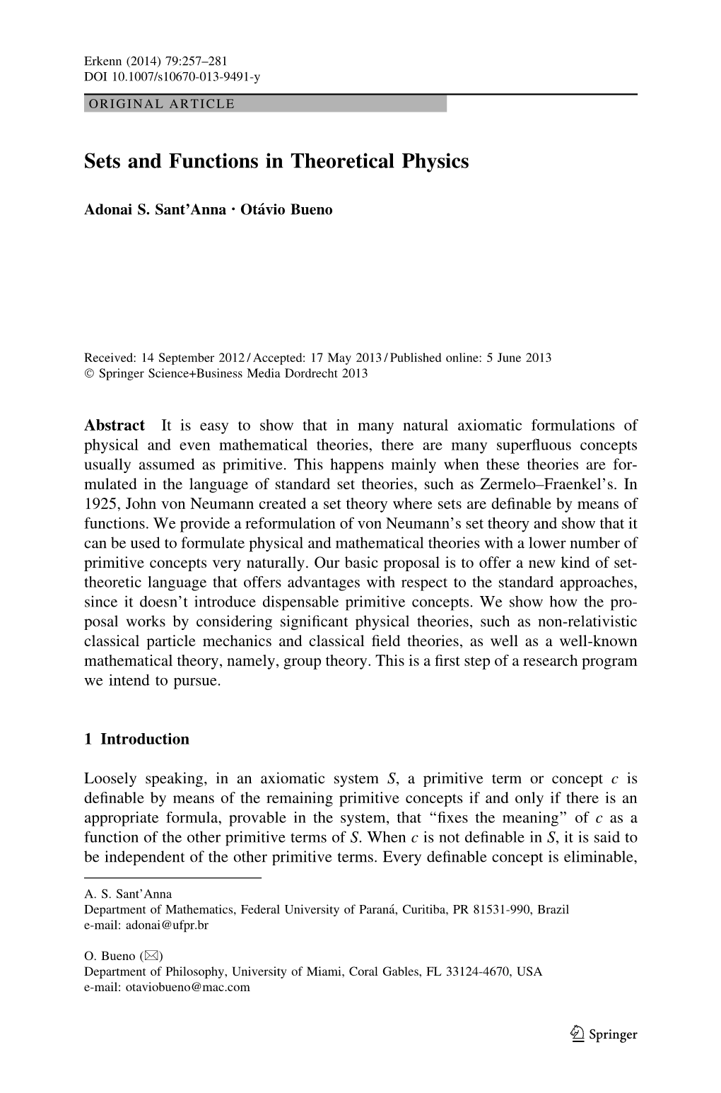 Sets and Functions in Theoretical Physics