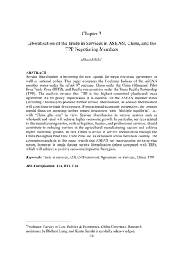 Chapter 3 Liberalisation of the Trade in Services in ASEAN, China, And