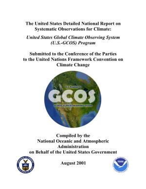 The United States Detailed National Report on Systematic Observations for Climate: United States Global Climate Observing System (U.S.-GCOS) Program