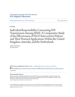 Individual Responsibility Concerning HIV