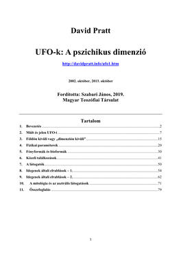 UFO-K: a Pszichikus Dimenzió