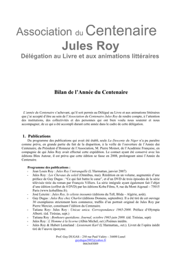 Jules Roy Délégation Au Livre Et Aux Animations Littéraires
