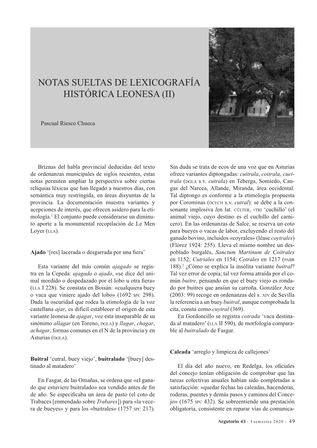 Notas Sueltas De Lexicografía Histórica Leonesa (Ii)