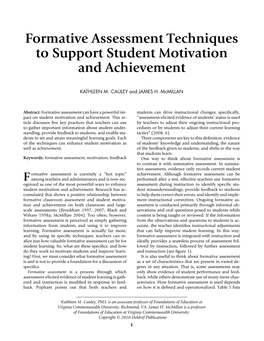 Formative Assessment Techniques to Support Student Motivation and Achievement