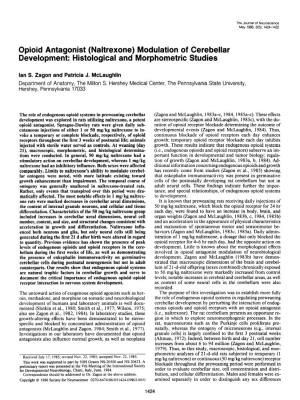 Opioid Antagonist (Naltrexone) Modulation of Cerebellar Development: Histological and Morphometric Studies