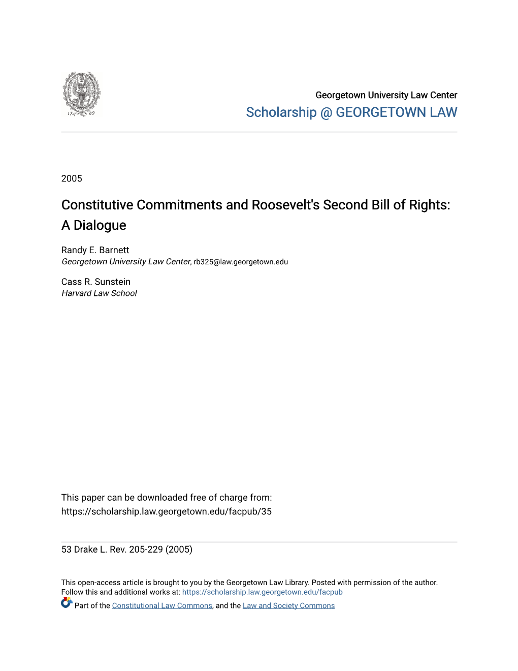 Constitutive Commitments and Roosevelt's Second Bill of Rights: a Dialogue