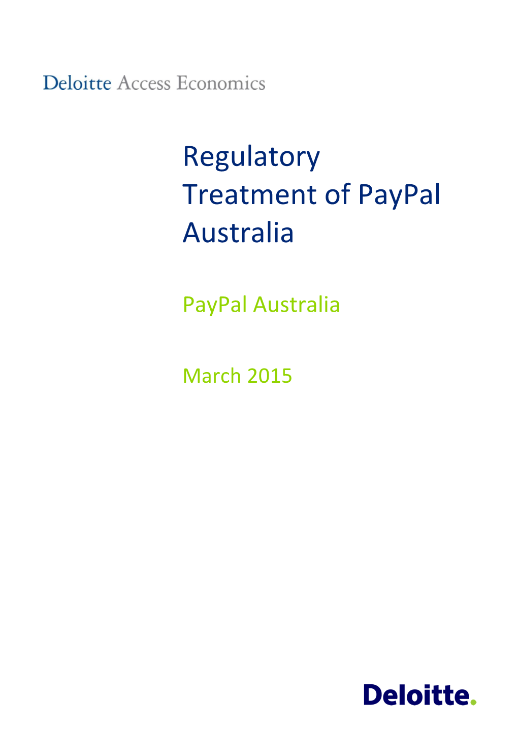 Regulatory Treatment of Paypal Australia
