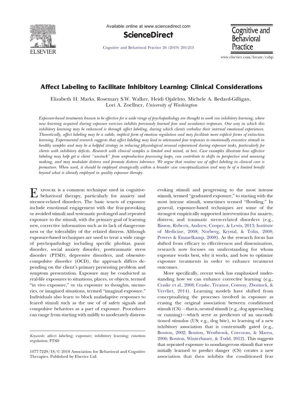 Affect Labeling to Facilitate Inhibitory Learning: Clinical Considerations