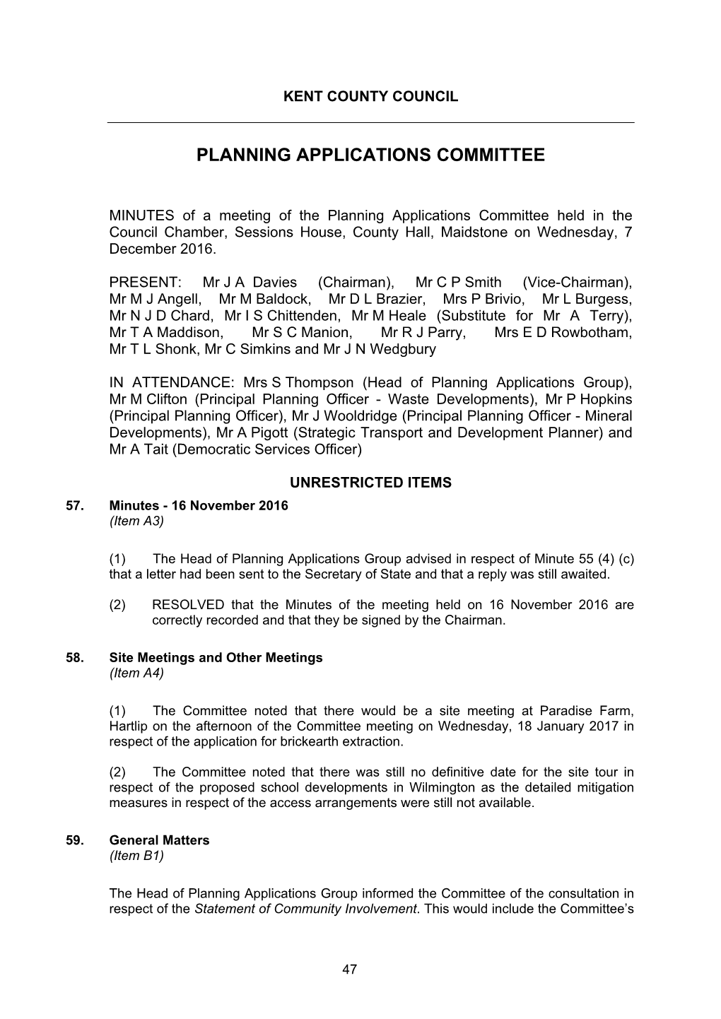 Planning Applications Committee