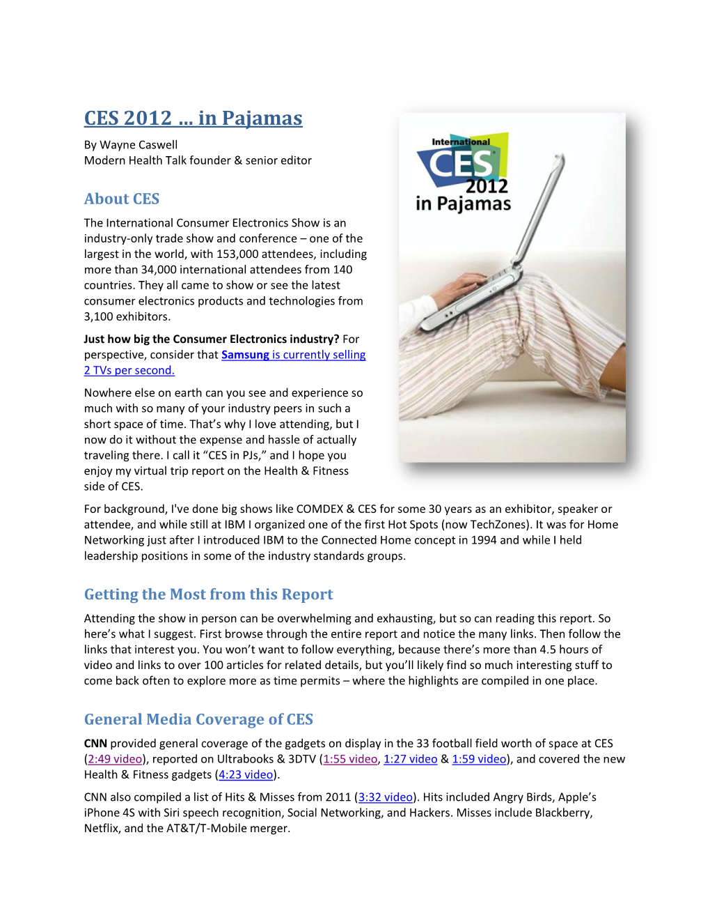 CES 2012 … in Pajamas by Wayne Caswell Modern Health Talk Founder & Senior Editor