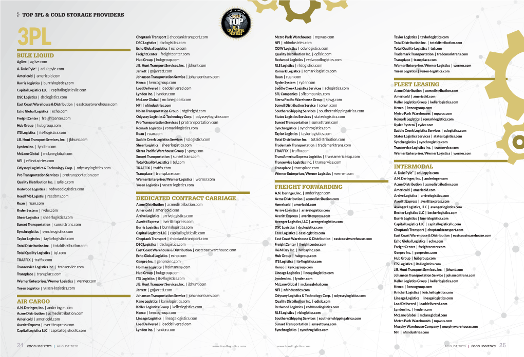 Top 3PL & Cold Storage Providers