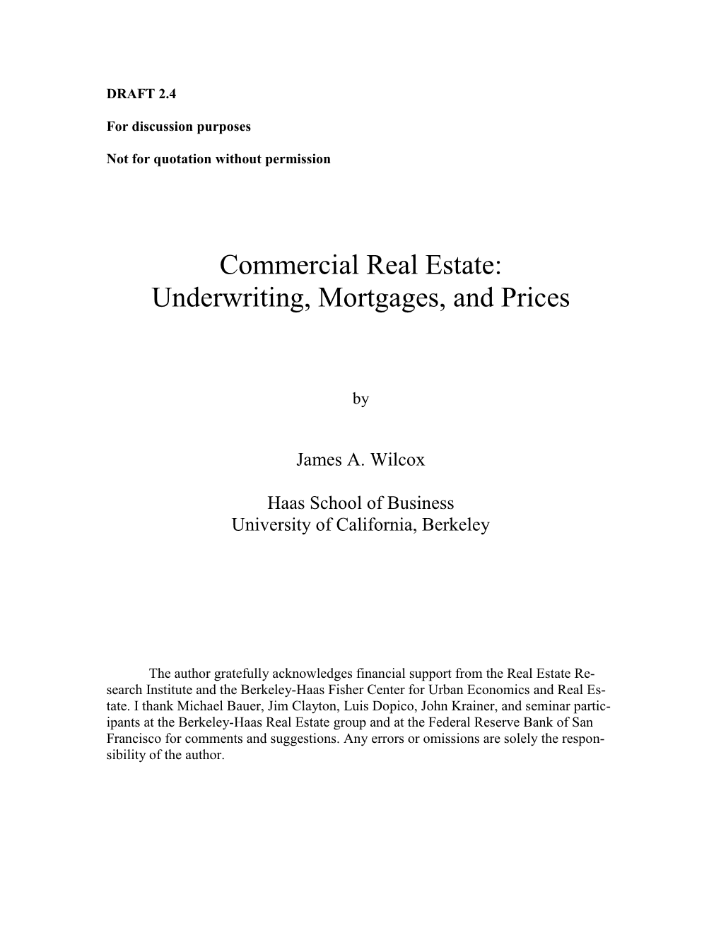 Commercial Real Estate Underwriting