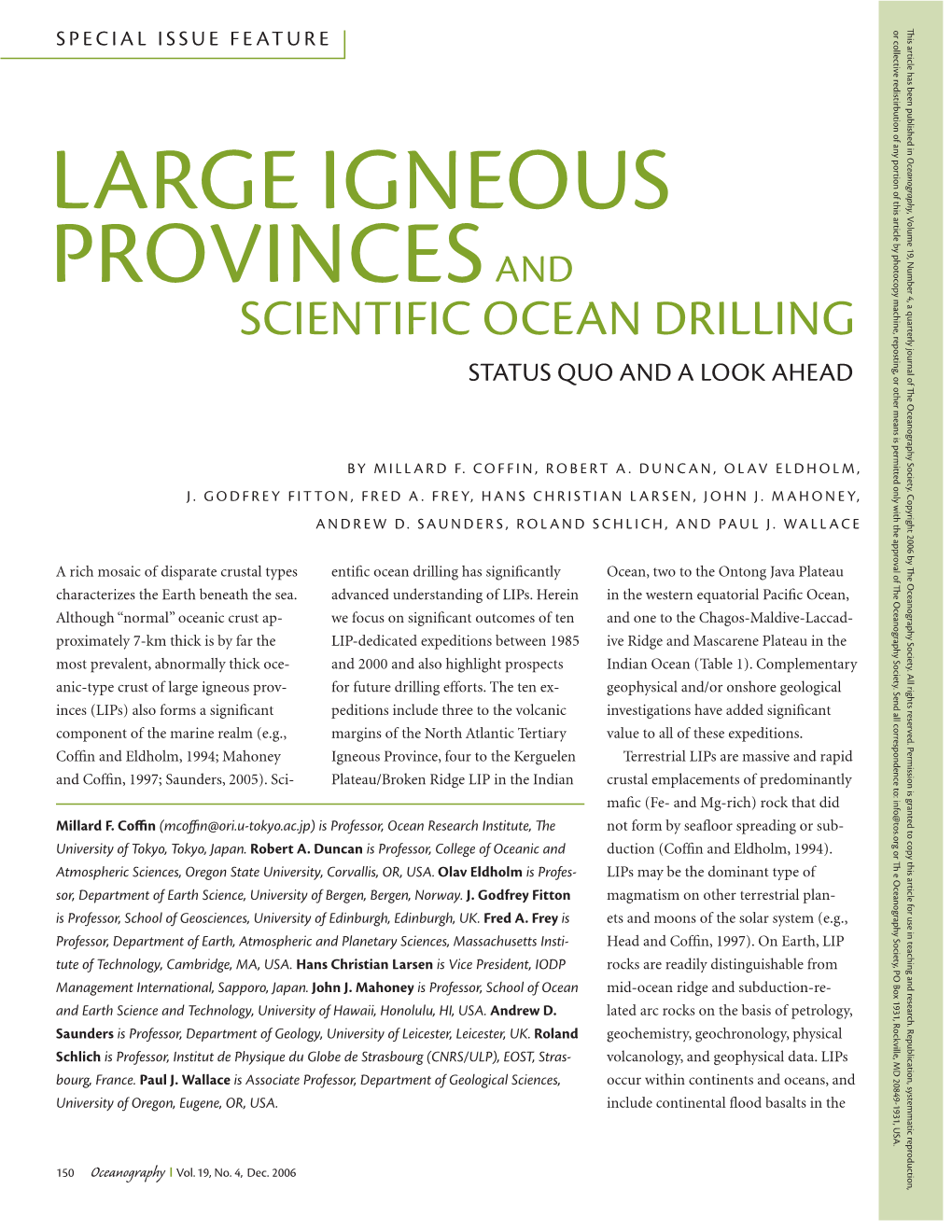 Large Igneous Provinces, ODP Legs, and References