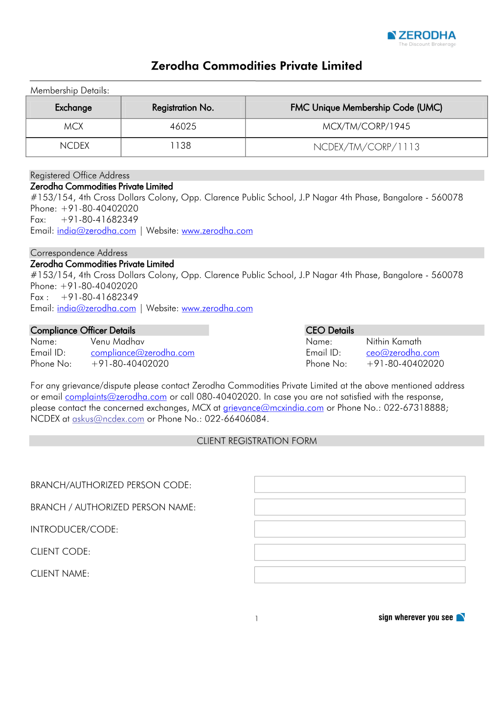 Zerodha Commodities Private Limited