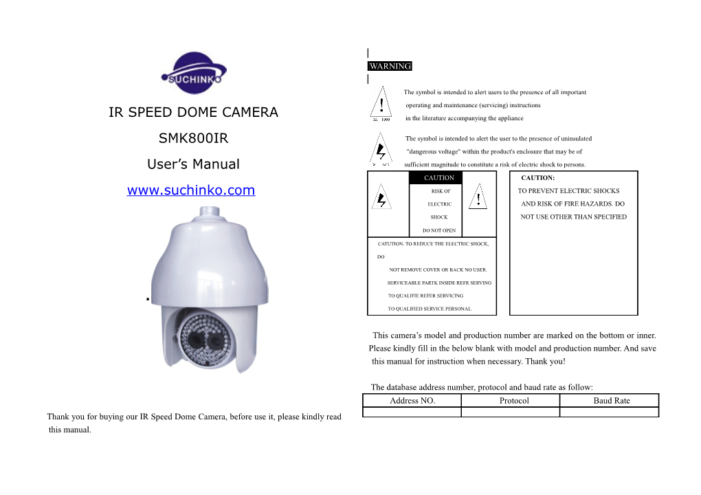 Ir Speed Dome Camera