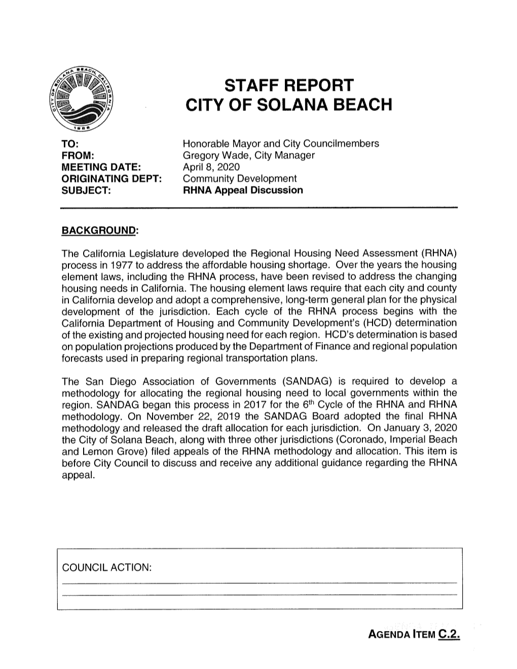 Staff Report City of Solana Beach