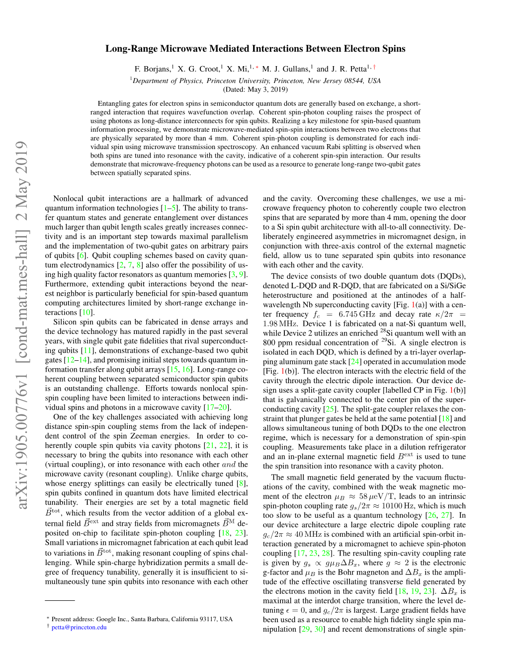 Arxiv:1905.00776V1 [Cond-Mat.Mes-Hall] 2 May 2019