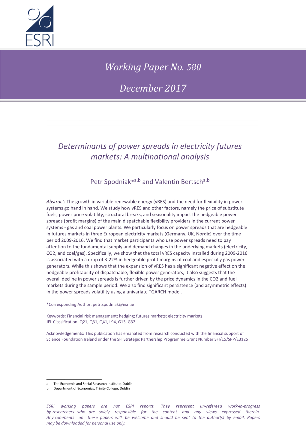 Determinants of Power Spreads in Electricity Futures Markets: a Multinational Analysis